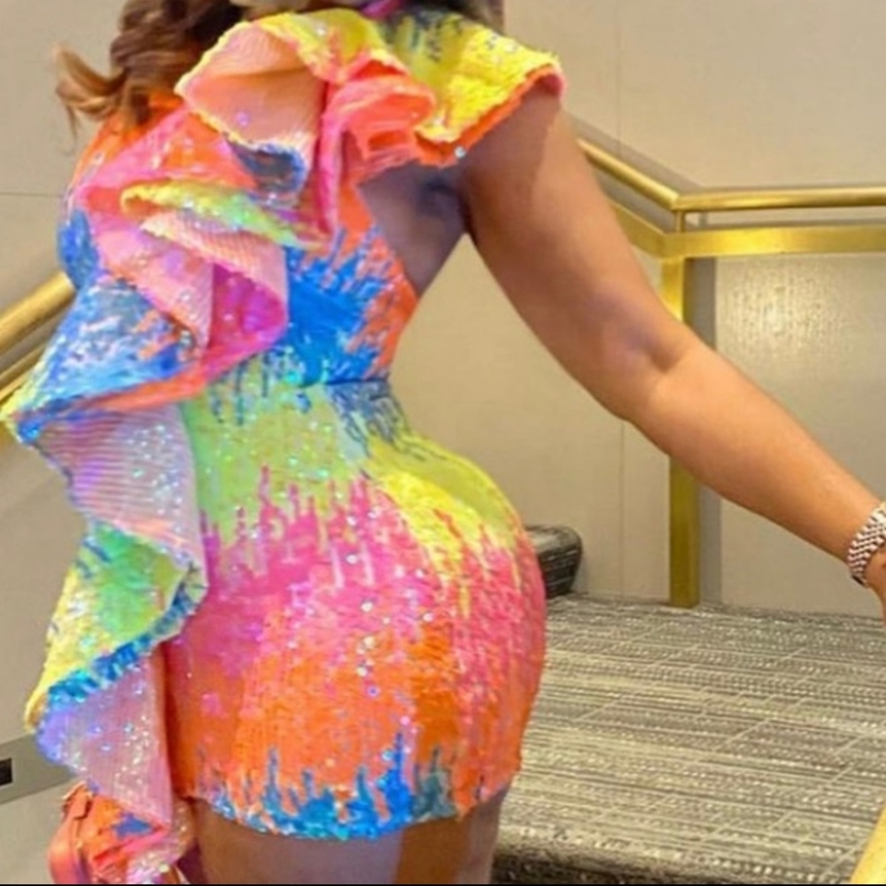 Neon sequin dress